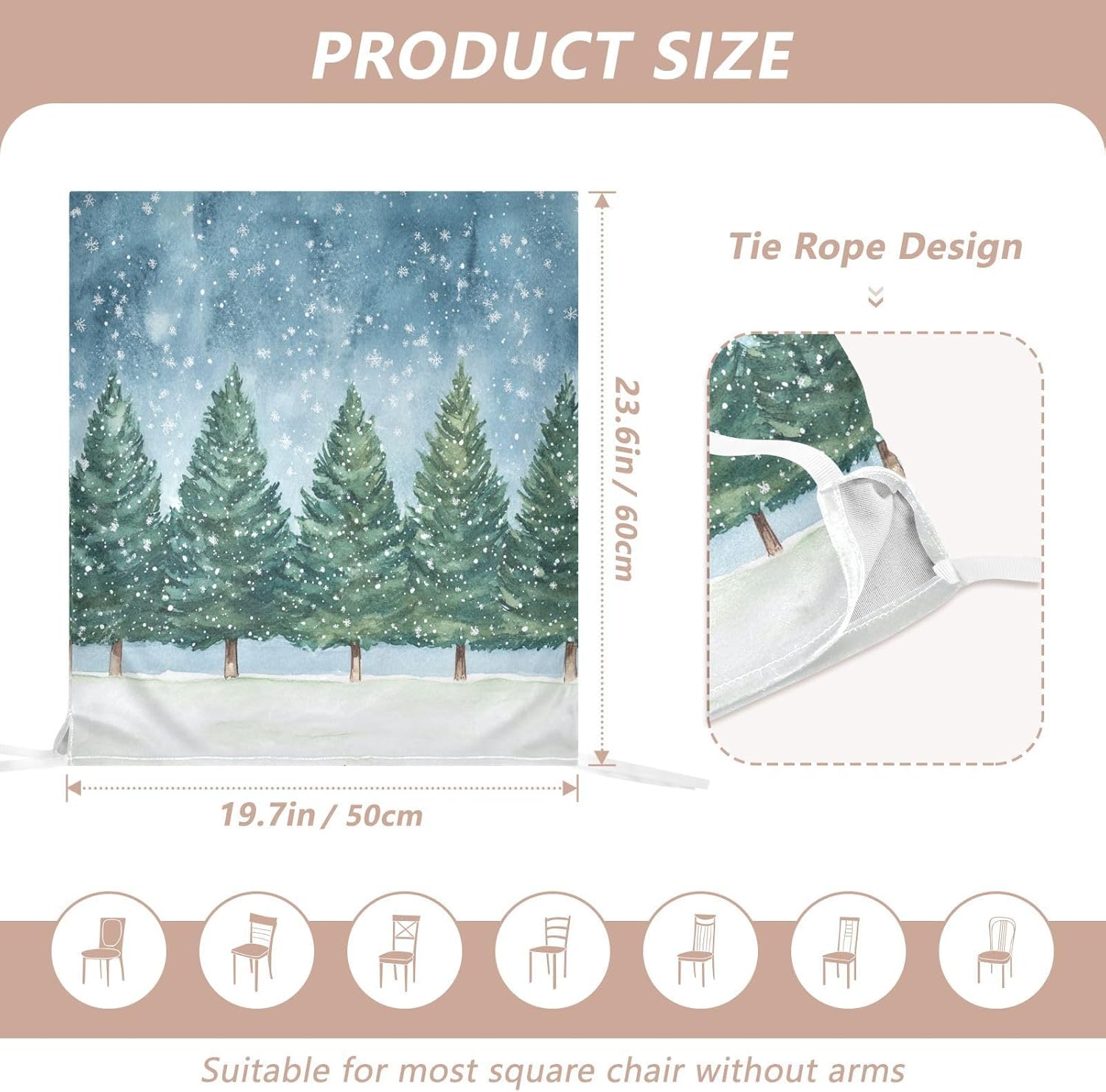 MNSRUU Christmas Chair Back Cover for Dining Room,Christmas Tree Chair Slipcovers Set of 6, Christmas Tree Chair Cover for Kitchen Hotel Holiday Party Decor,2