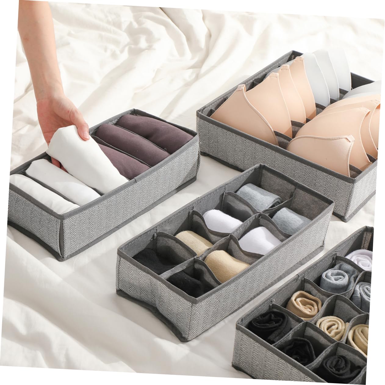 Organizador de Ropa Interior Plegable de 4 Piezas en Tela