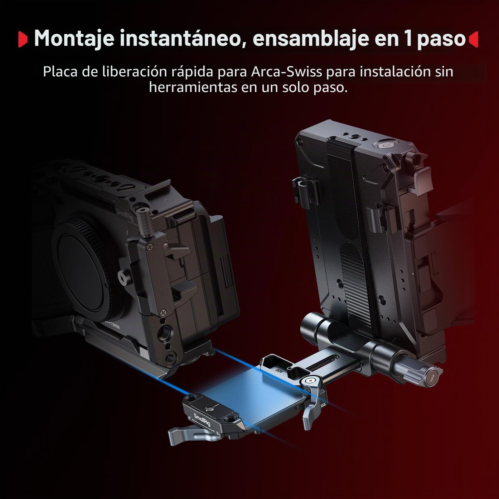 SMALLRIG Kit de Placa de Batería V-Mount Mejorada, con Placa QR para Arca, Protector de Pantalla, Clips para Cables, D-Tap/USB-C, para Cámaras Mirrorless/DSLR y Baterías NEEWER - 5227