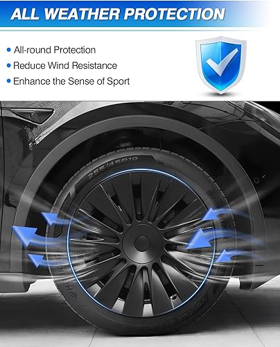 Miniatura 5 de Shademax Tapacubos de ajuste personalizado para cubiertas de rueda de 18 pulgadas, Tesla Model 3 2017-2023, protector de llanta, accesorios de