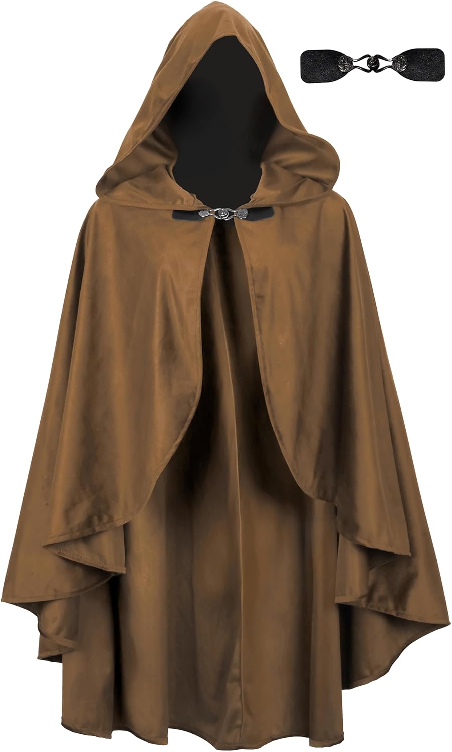UQJE Medieval Cloak with Hood Halloween Renaissance Hooded Short Cape for Men and Women