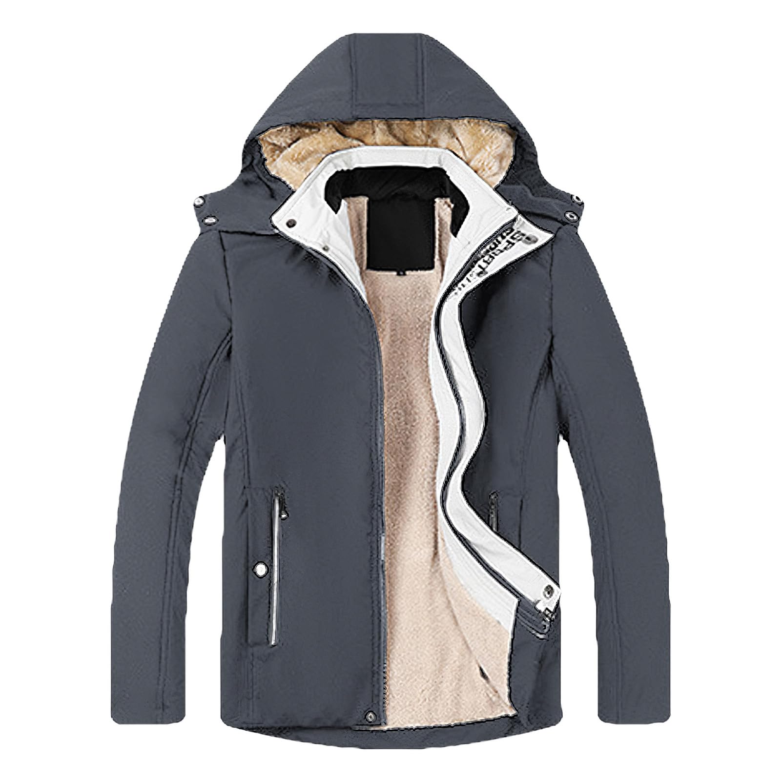 amropi Hombre Abrigo Forro Polar Parka Chaqueta con Capucha Invierno Cálida Cazadora