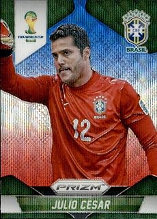 2014 Panini World Cup Prizm Blue and Red Blue Wave Prizms #104 Julio Cesar Brazil Soccer Card