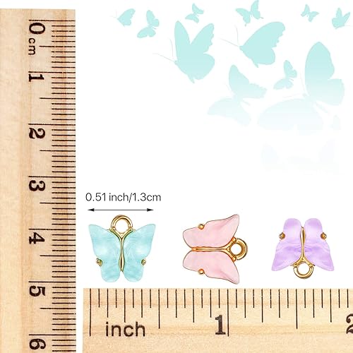 Miniatura 2 de Hicarer 30 dijes de mariposa de acrílico con colgante de mariposa para joyería, collar, pulsera, aretes, accesorio de manualidades