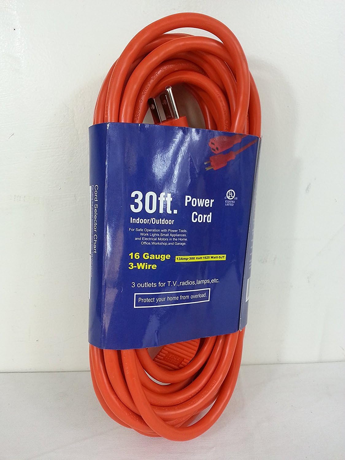 Multi-use General Purpose Grounded Extension Cord Orange Color (30ft)