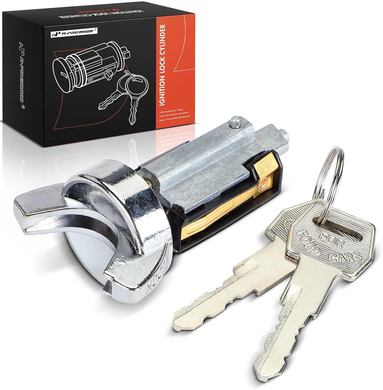 A-Premium Ignition Lock Cylinder with 2 keys Compatible with Ford, Lincoln & Mercury Vehicles - Mustang, Continental, Country Sedan, Country Squire, Custom, Custom 500, Fairlane, Falcon, Galaxie 500