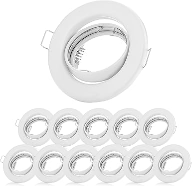 Sweet Led Set van 12 inbouwspots GU10 230 V – draaibare plafondspots Ø68mm wit mat – metalen frame incl. fitting – voor LED & halogeen – zonder lampen photo 2