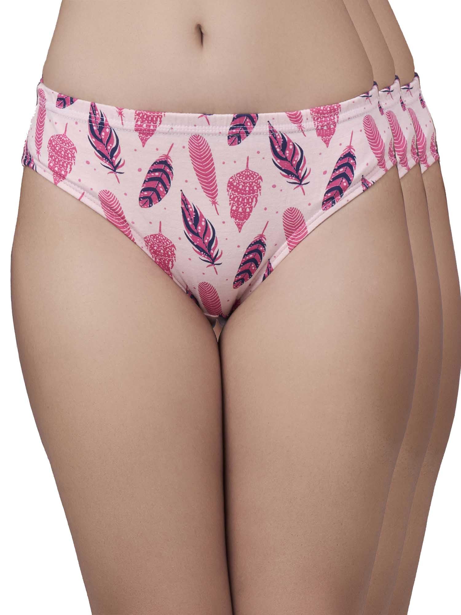 Organic Cotton Bamboo Hipster Panty for Women, Pink Print, Size M-image-22
