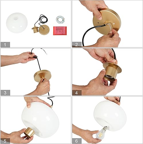 Miniatura 7 de KSANA Luces colgantes para isla de cocina, 9.5 pulgadas, blanco y dorado, iluminación colgante sobre la isla, lámparas colgantes modernas con