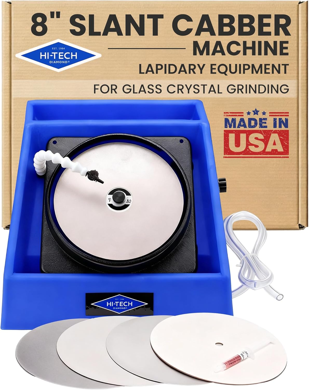 Hi-Tech Diamond 6" Slant Cabber – Lapidary Equipment, Glass and Crystal Flat Lap Machine, Rock Polisher, Gemstone Shaper, Cabbing Machine, Stone Grinder, Rock Cutting Kit – 6 Inch, 115V Only