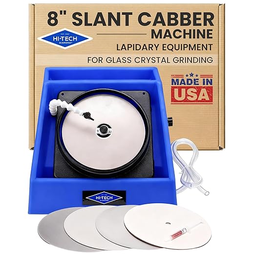 Hi-Tech Diamond 8" Slant Cabber | Glass Crystal Grinding Polishing Lap Machine | Includes Accessory Kit