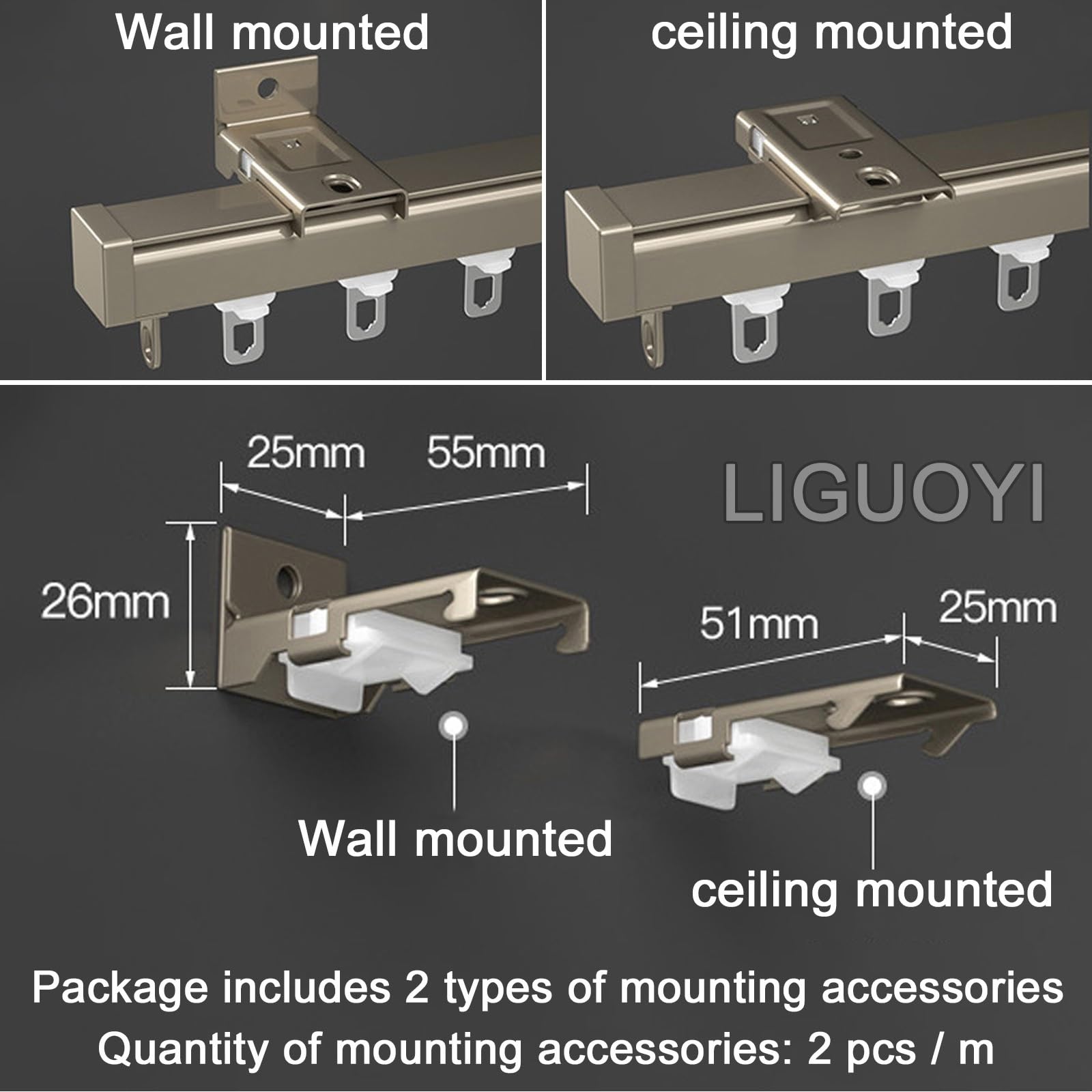Cicha szyna do zasłon 1-6 m aluminiowy karnisz z kółkami i haczykami, łatwy w montażu, montaż ścienny/sufitowy, do użytku wewnątrz i na zewnątrz, płynna praca