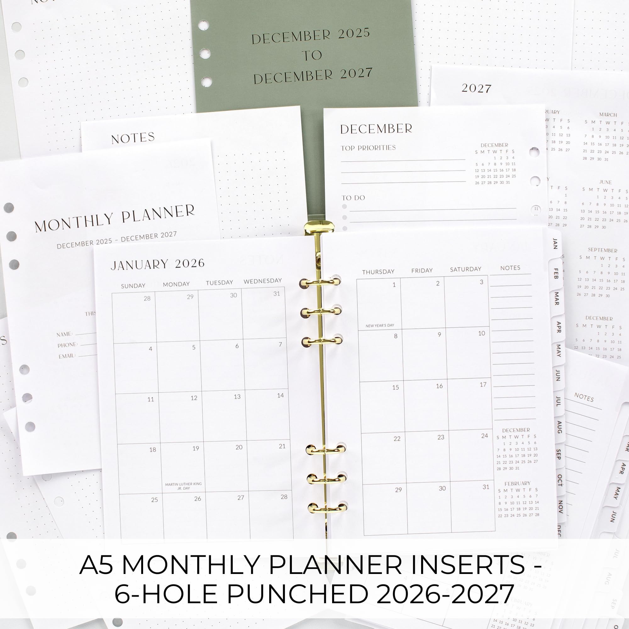 2026 A5 Size Week On One Pages Organiser Diary Refill Insert | January 2026 – December 2026 | Compatible With Filofax A5 Size Organisers | 148 X 210mm