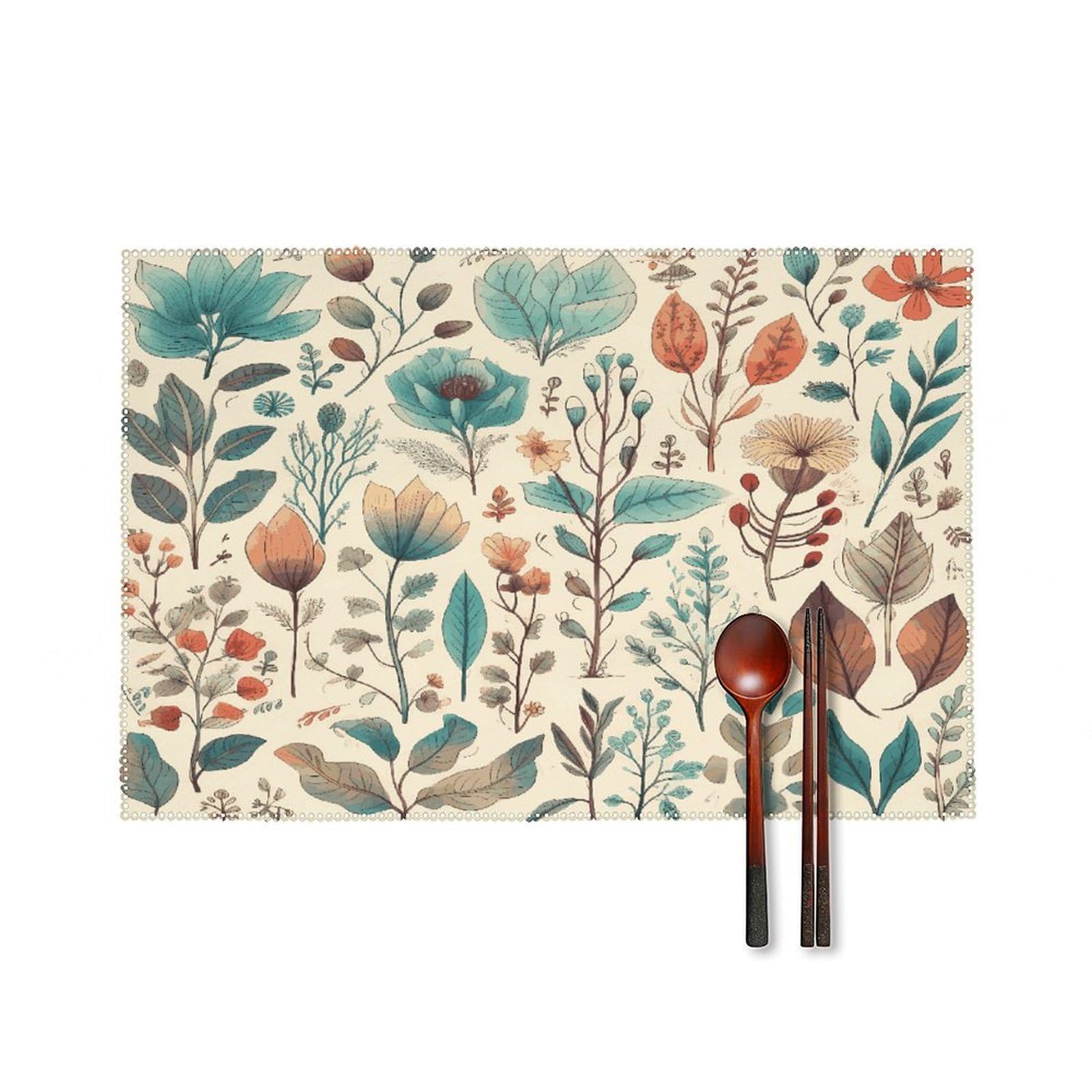 Fodpand Style Flowers And Leaves Placemats Set Of 4 Place Mats Table Mats
