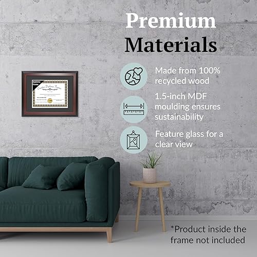 Miniatura 5 de CreativePF, marco para diploma, de madera de caoba, de 11 x 14 pulgadas, con un paspartú blanco para diplomas de 8.5 x 11 pulgadas, con pie y gancho