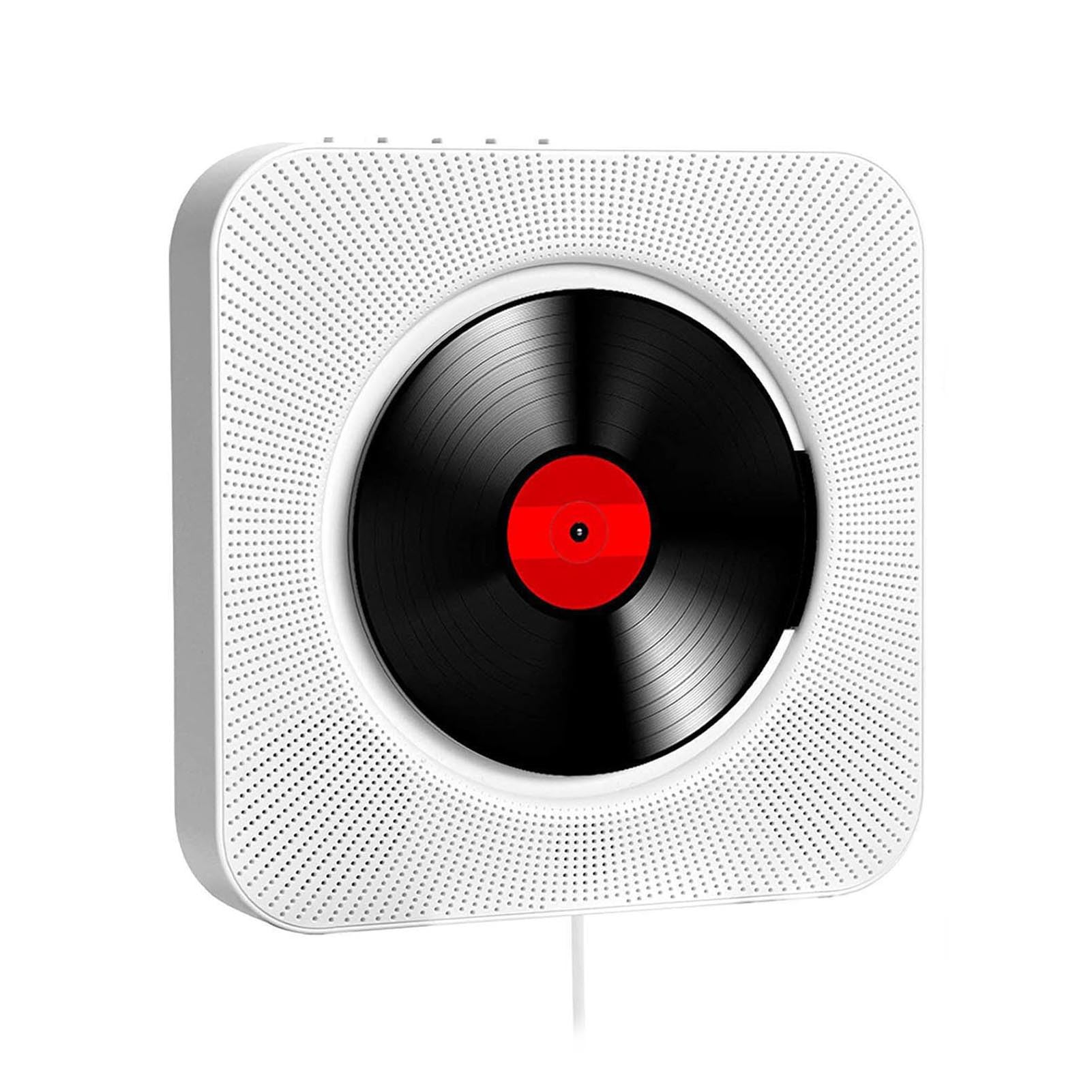 Walmeck Przenośny Odtwarzacz CD Głośnik Muzyka Stereo Ekran LED Odtwarzacz CD do Montażu na ścianie Pilot/BT/FM/TF Card/AUX Biały (Wtyczka UE)