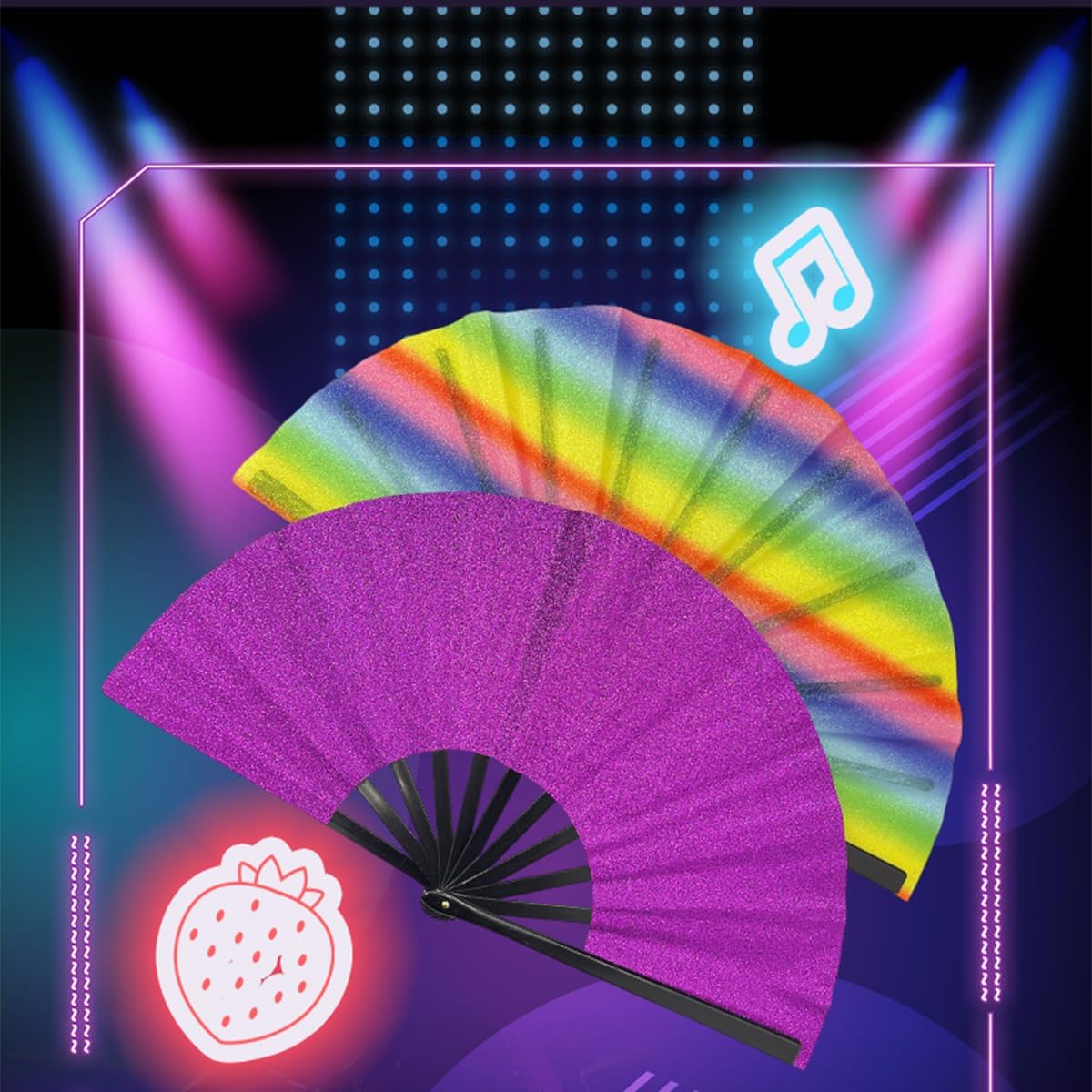 13 inch Large Folding Hand Fan - 2025 New Large Boots on The Ground Hand Fan for Dance, Performances, Gift, Parties | Retro Laser Colors & Chinese Style Craft (Dark Blue)