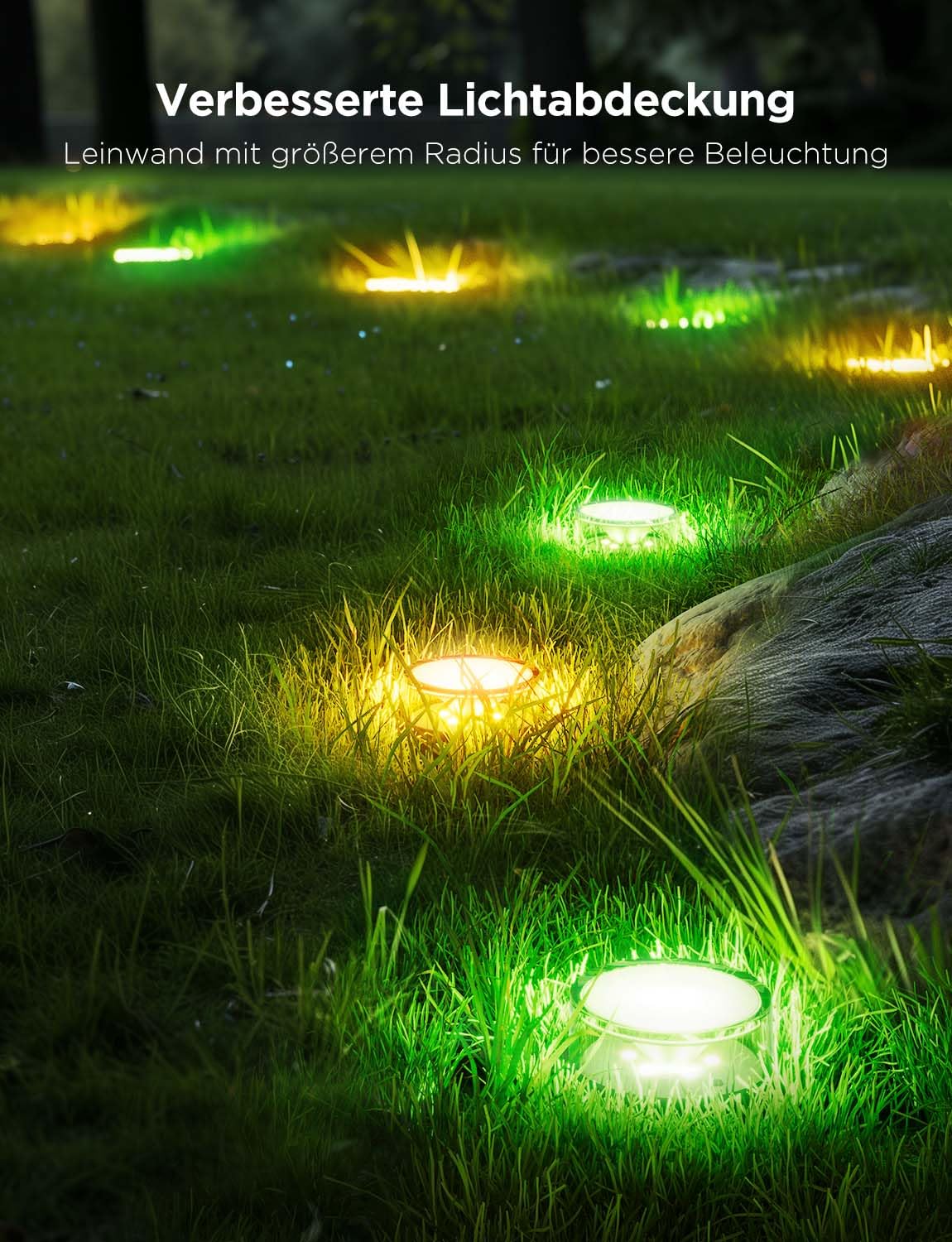 Govee Bodenleuchten Außenbereich 15m, IP67 Wasserdichte Bodenstrahler, 100 Lumen RGBIC mit Warmweiß, App-Steuerung, Gehwegbeleuchtung mit 63 Szenenmodi, Synchronisierung mit Musik,15er-Pack | IP67 Wasserdichte Bodenstrahler, App-Steuerung, Gehwegbeleuchtu