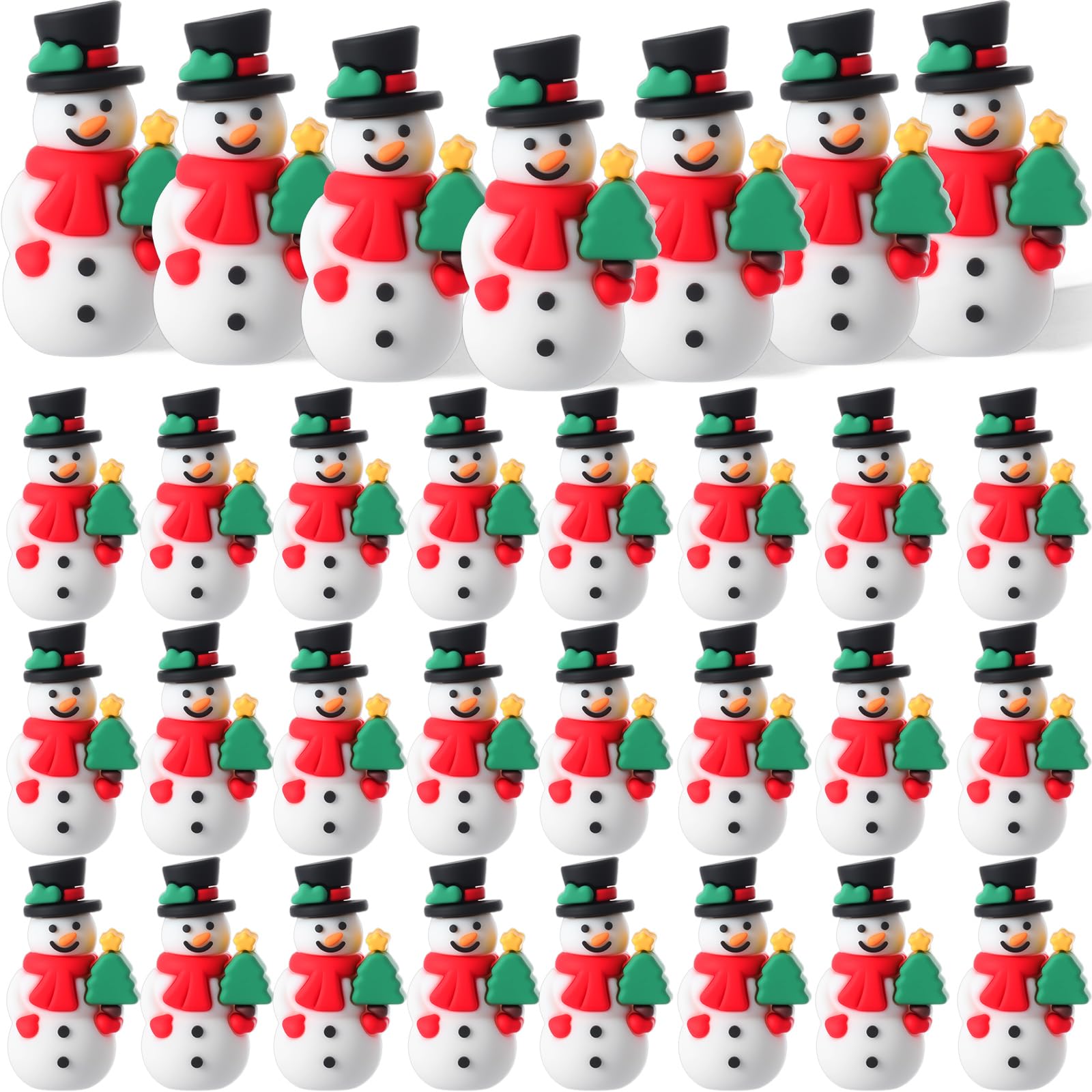 Chunful 25 Pcs Mini Christmas Snowman Figures Tiny Snowman Statue to Hide and Seek Game Little Rubber Snowmen Figurines for Christmas Party Gifts Table and Hung on The Xmas Tree Decorations