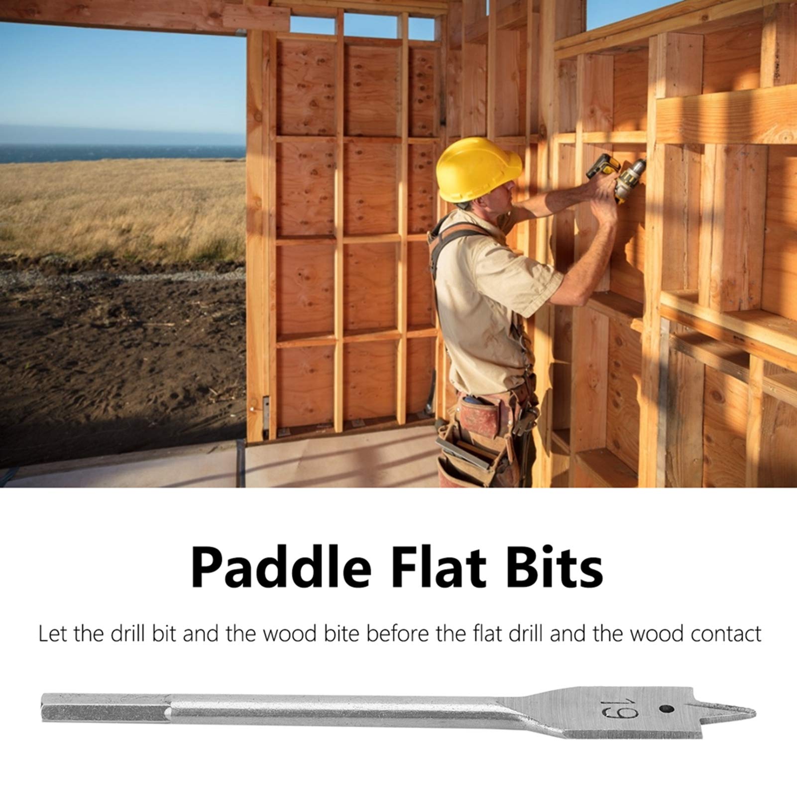 ANKROYU 4PCS Spade Drill Bit Set, High Carbon Steel Paddle Flat Bits, Woodworking Spade Drill Bit, Woodworking Hand Tools Hardware for Woodworking