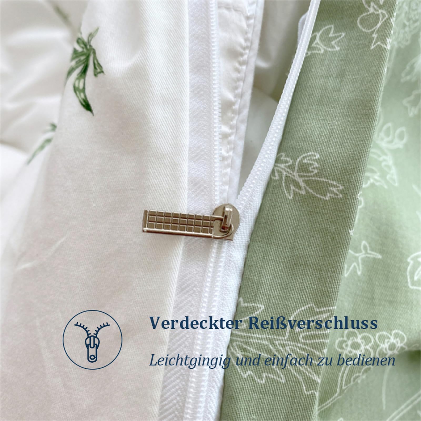 Bettwäsche 220 x 240 cm 100% Baumwolle Jersey Wendebettwäsche weich atmungsaktiv, Bettbezug mit Reißverschluss, geeignet für Sommer und alle Jahreszeiten