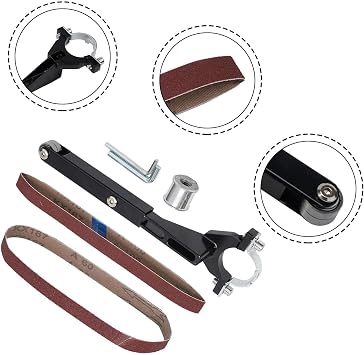 Angle Grinder Belt Sander Attachment Kit for Model 100 Grinder, 6pcs Conversion Tool with Sand Belts and Wrenches for Woodworking and DIY Projects