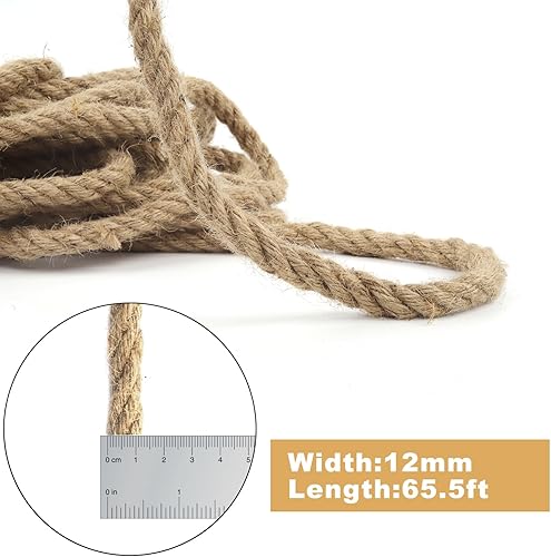 Miniatura 2 de Cuerda de yute de 82 pies, cuerda de yute resistente, cuerda de cáñamo natural, cuerda de sisal resistente para artes, manualidades, envoltura de