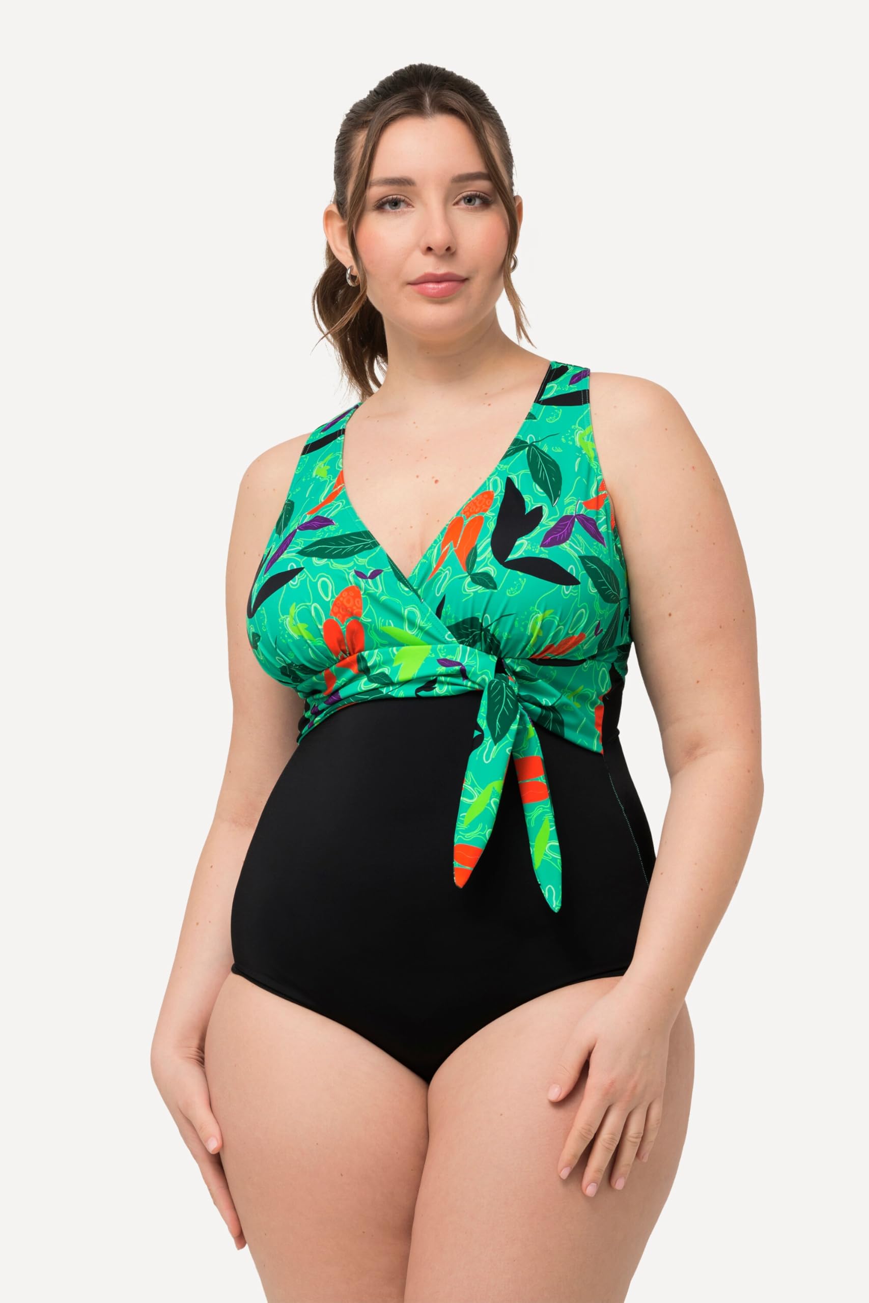 Ulla Popken Femme Grandes Tailles Maillot de Bain Aspect Dos Nu. Nœuds et Bonnets Souples 827767