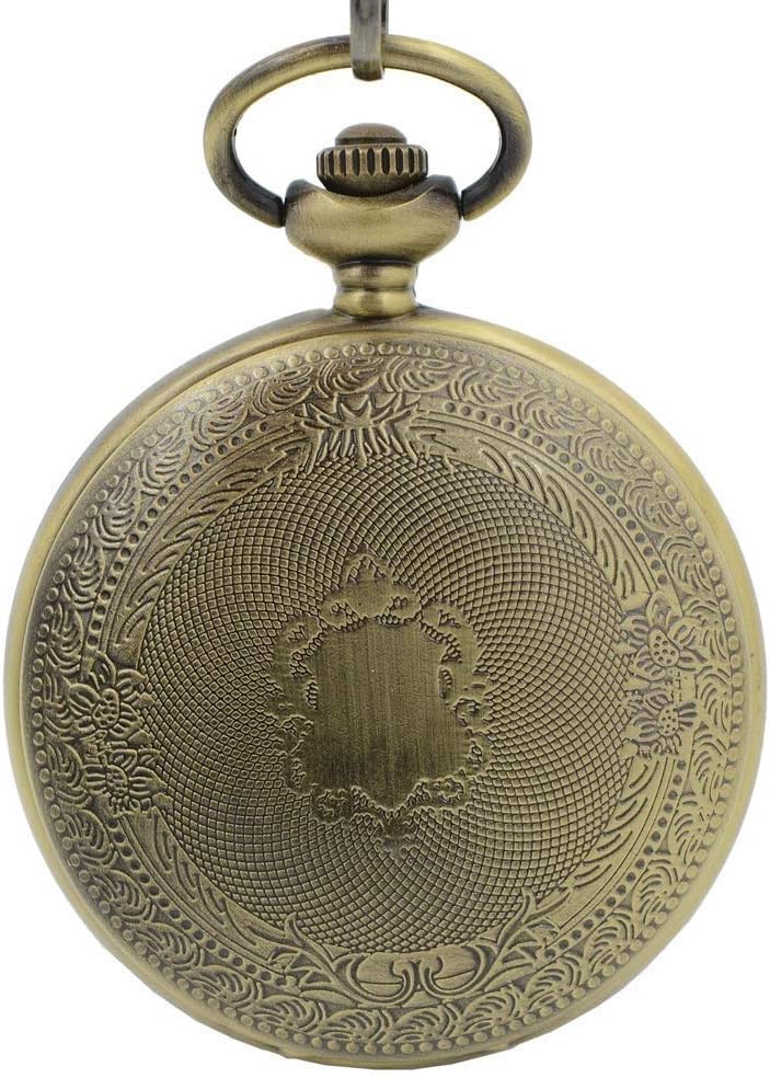 Pocket Watch,Antique Mechanical Pocket Watch Lucky Dragon Phoenix Black Skeleton Dial Roman Numberals with Chain + Gift Box