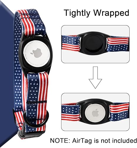 Miniatura 2 de MR.CHUBBYFACE Airtag - Collar de perro para el 4 de julio con soporte para Airtag de Apple para perros pequeños, medianos y grandes