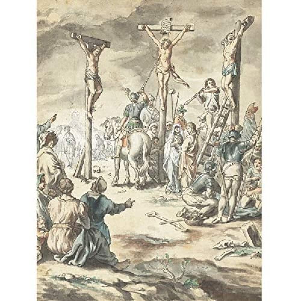 Horberg Crucifixion Of Christ Drawing Art Print Canvas Premium Wall Decor Poster Mural