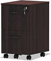 Vista 4 de Alera Alera - Pedestal móvil de la serie Valencia, izquierdo o derecho, 2 cajones de archivo legal/tamaño carta, caoba, 15.38 x 20 x 26.63 pulgadas