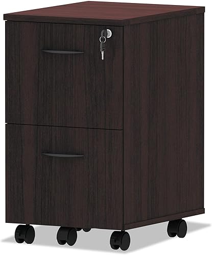 Miniatura 4 de Alera ALEVA582816MY Pedestal móvil de 2 cajones de la serie Valencia de 15.38 pulgadas x 20 pulgadas x 26.63 pulgadas - Caoba