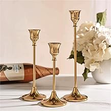 Luxury Gold Metal Candelabra Set of 3 Graduated Height, Classic Candle Holder for Home Party Decoration 23/19/15cm