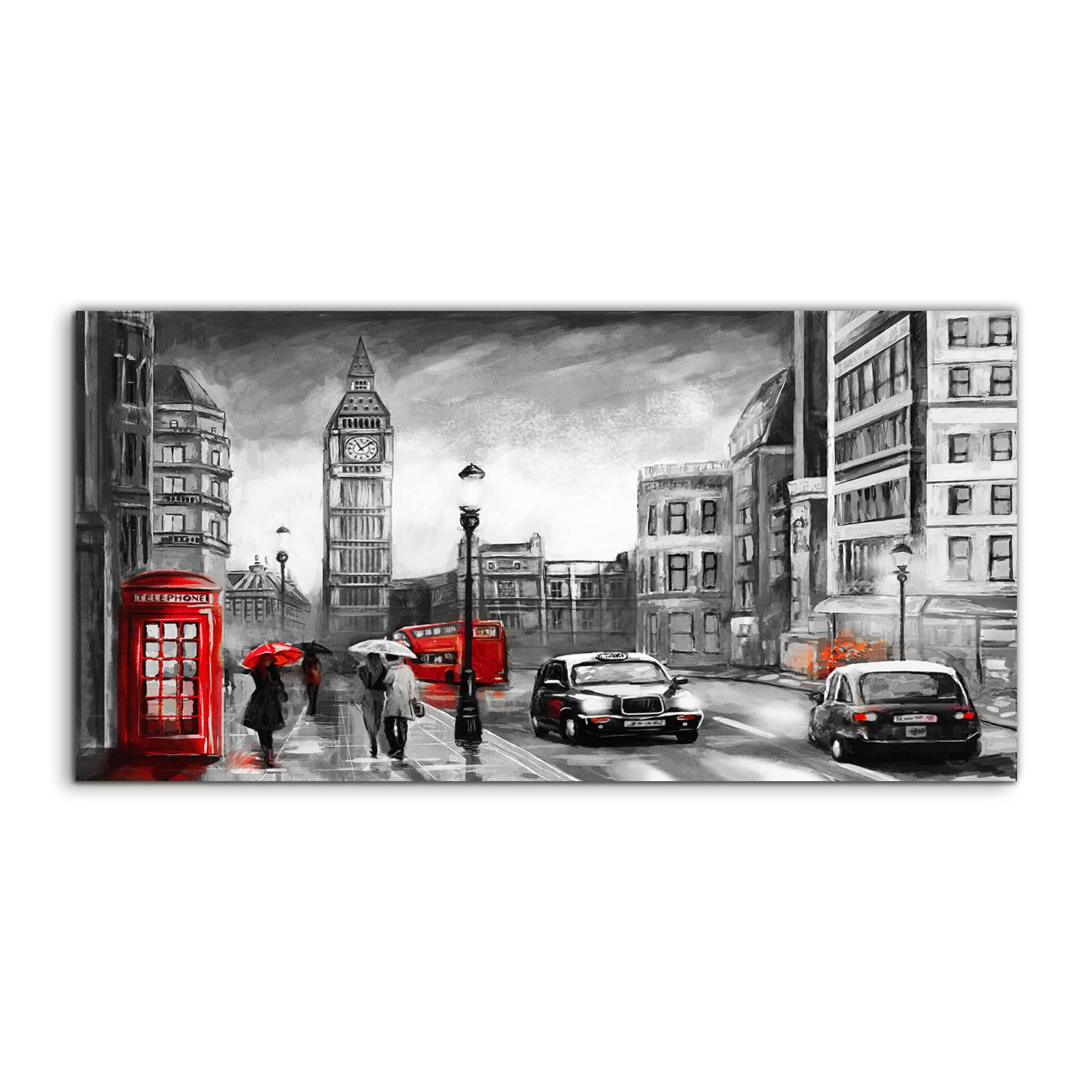 Coloray Pintura acrílica 100x50cm Arte Mural Sala De Estar Cuadro De Pared Vidrio Acrílico - Londres Big Ben Car
