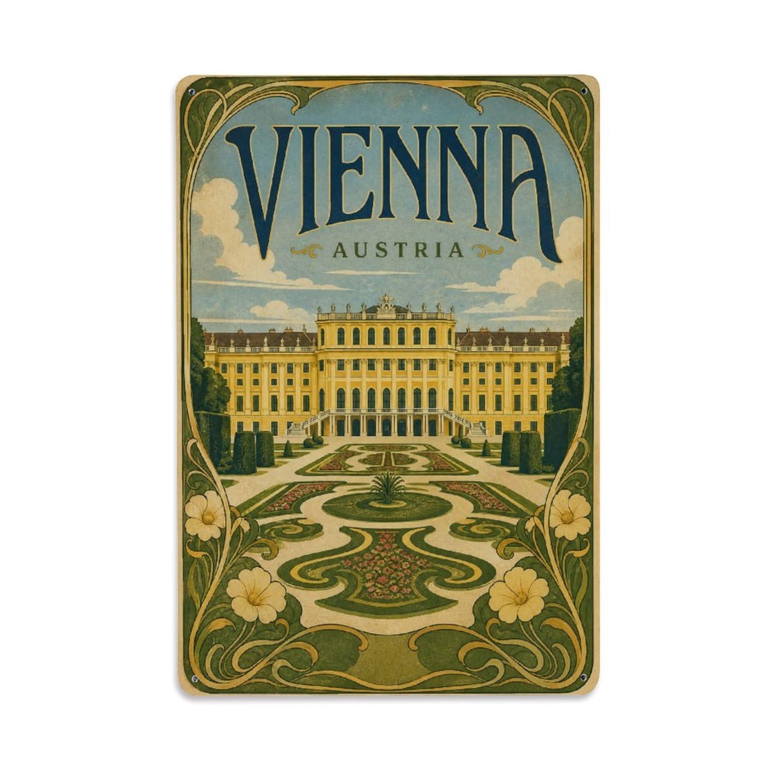 Vintage Travel Austria Vienna Metal Tin Sign Plaque Wall Decor for Cafe, Club Bar, Office, Garden Metal Poster 8x12Inch