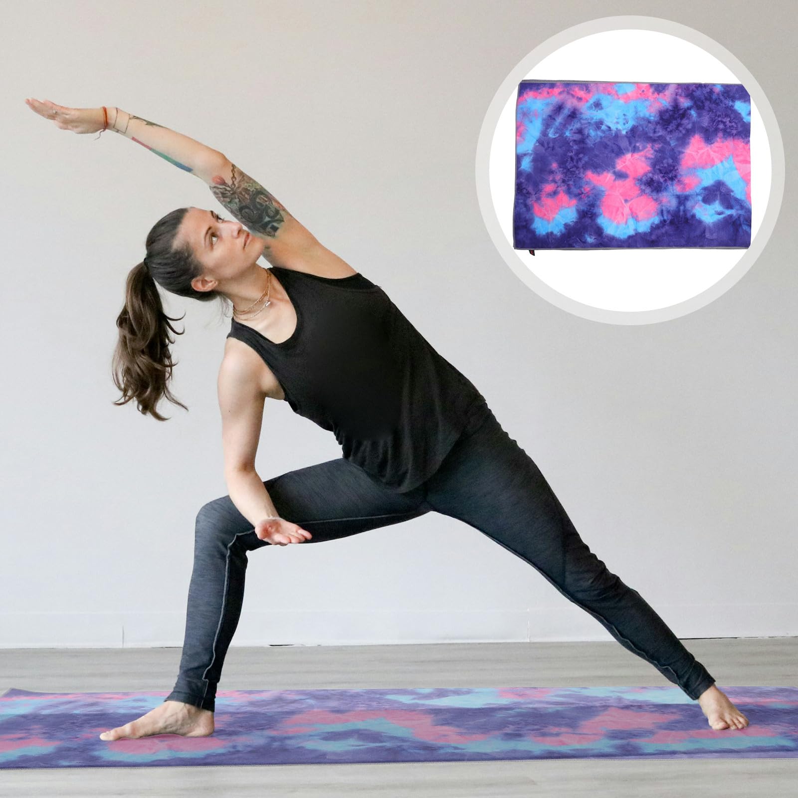 Outanaya Esterilla de Yoga Acolchada de Fibra Superfina Gruesa, Cojín Protector para Rodillas y Codos, Tapete Flexible para Ejercicios de Pilates y Fitness, Color Púrpura Bolsa de Malla,
