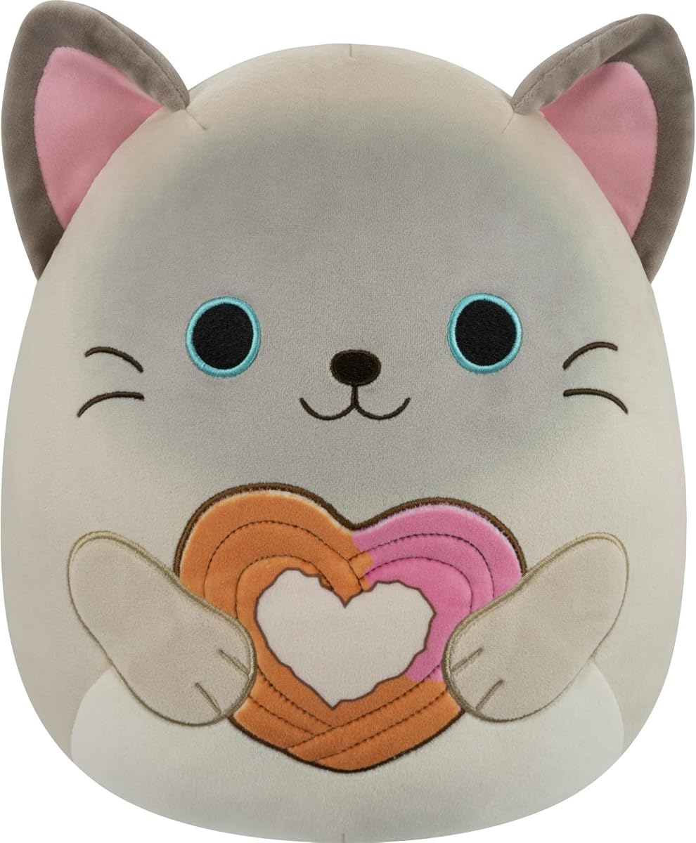 Felton el gato siamés original de 12 pulgadas con churro en forma de corazón - Peluche oficial de Jazwares (tamaño mediano)