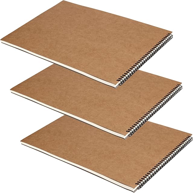 MUKCHAP 3 Pack A3 Landscape Sketchbook, 60 Sides 30 Leaves 160gsm Spiral Bound Art Sketch Book, Size 42 x 29 cm