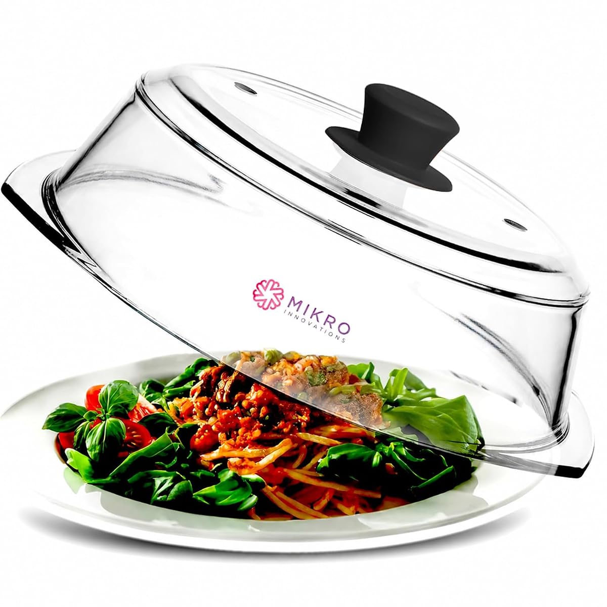 Tall Microwave glass plate splatter cover | Sturdy clear 100% food safe BPA