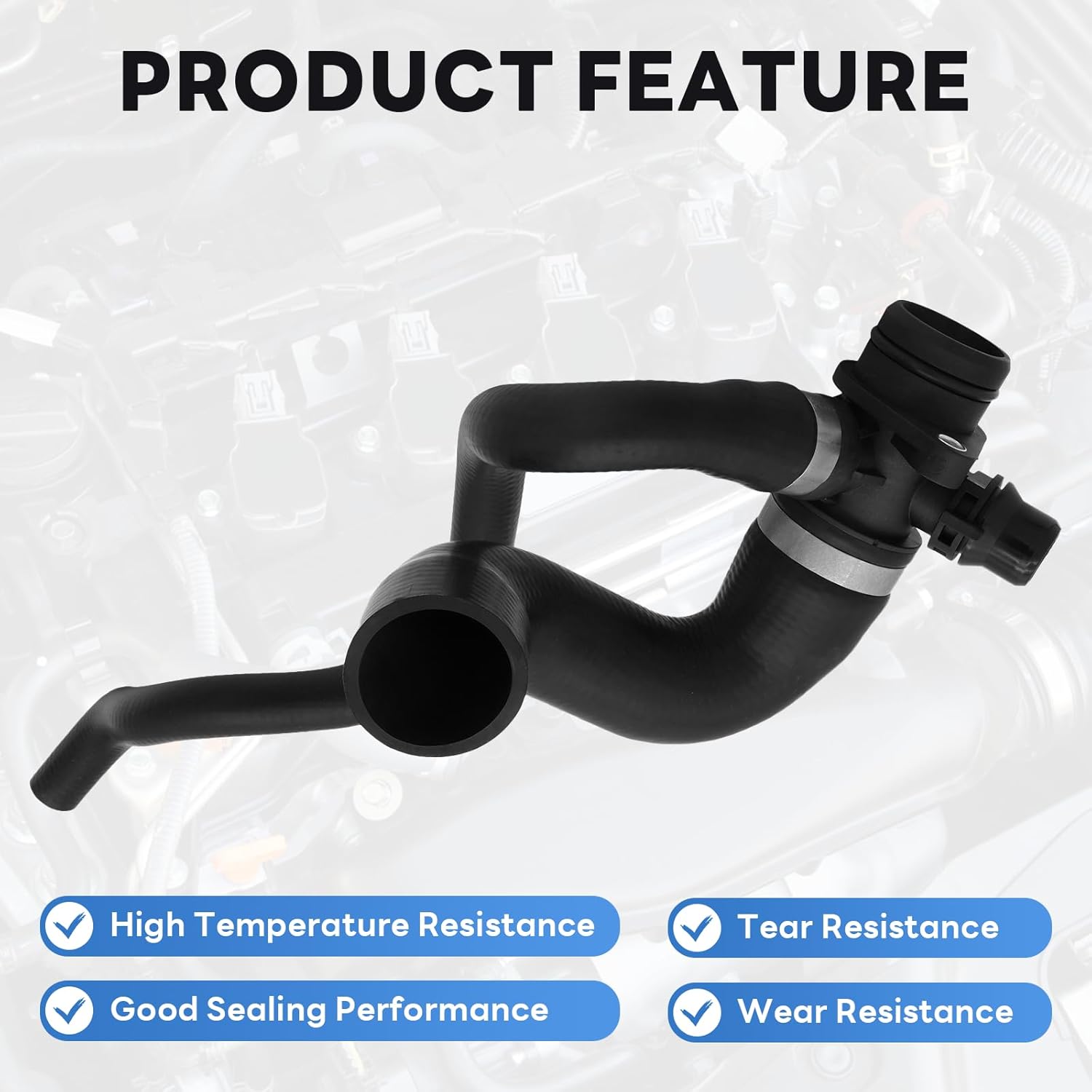 11537639997 Radiator Coolant Hose for BMW 328i 2012-2016 428i 2014-2016 Water Hose Engine Water Pump Inlet Hose Rubber Black 1 Pcs