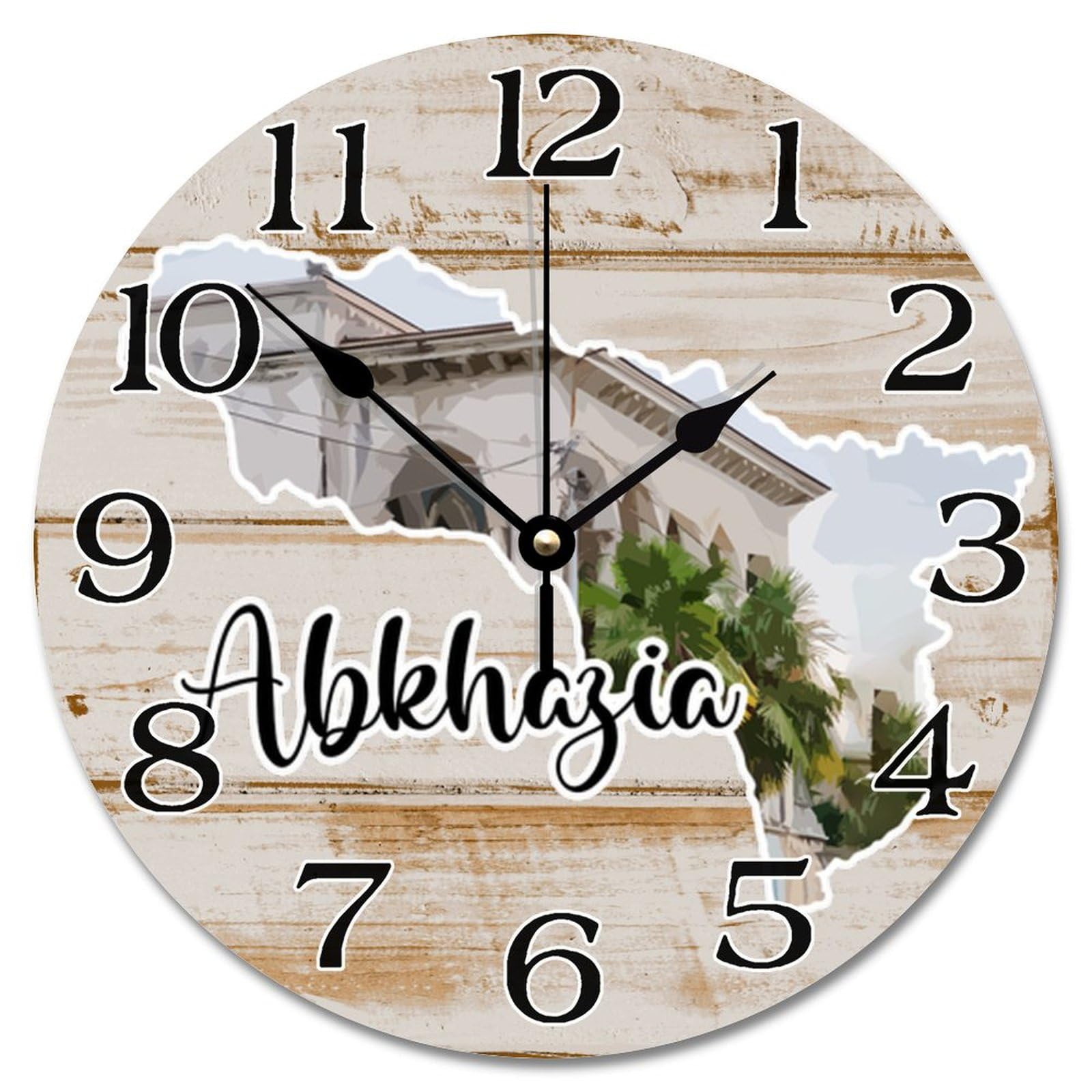 Horloge murale en bois paysage d'Abkhazie déco chambre sereine