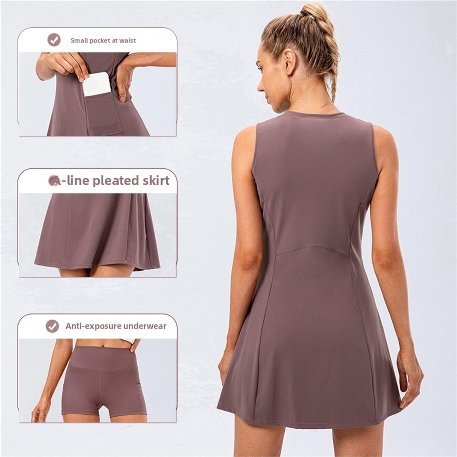 Vestito Tennis Donna Gonna Sportiva da Golf Casual Traspirante da Yoga e Fitness, in Un Unico Pezzo, for Abbigliamento da Donna per Tennis