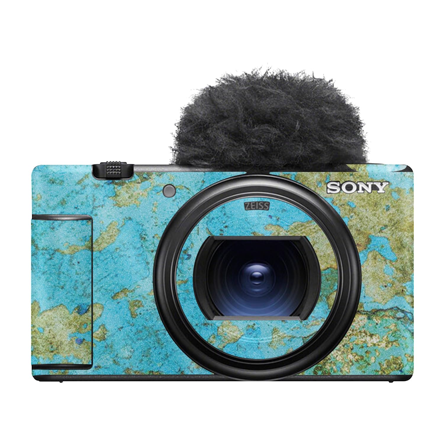 Glossy Glitter Camera Skin Compatible with Sony ZV-1 Mark II (2023) - Teal Marble - Premium 3M Vinyl Protective Wrap Decal Cover - Easy to Apply | Crafted in the USA by MightySkins