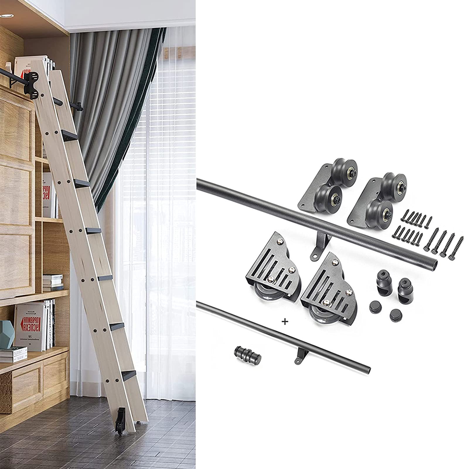 Rail d'échelle mobile pour bibliothèque salon et loft