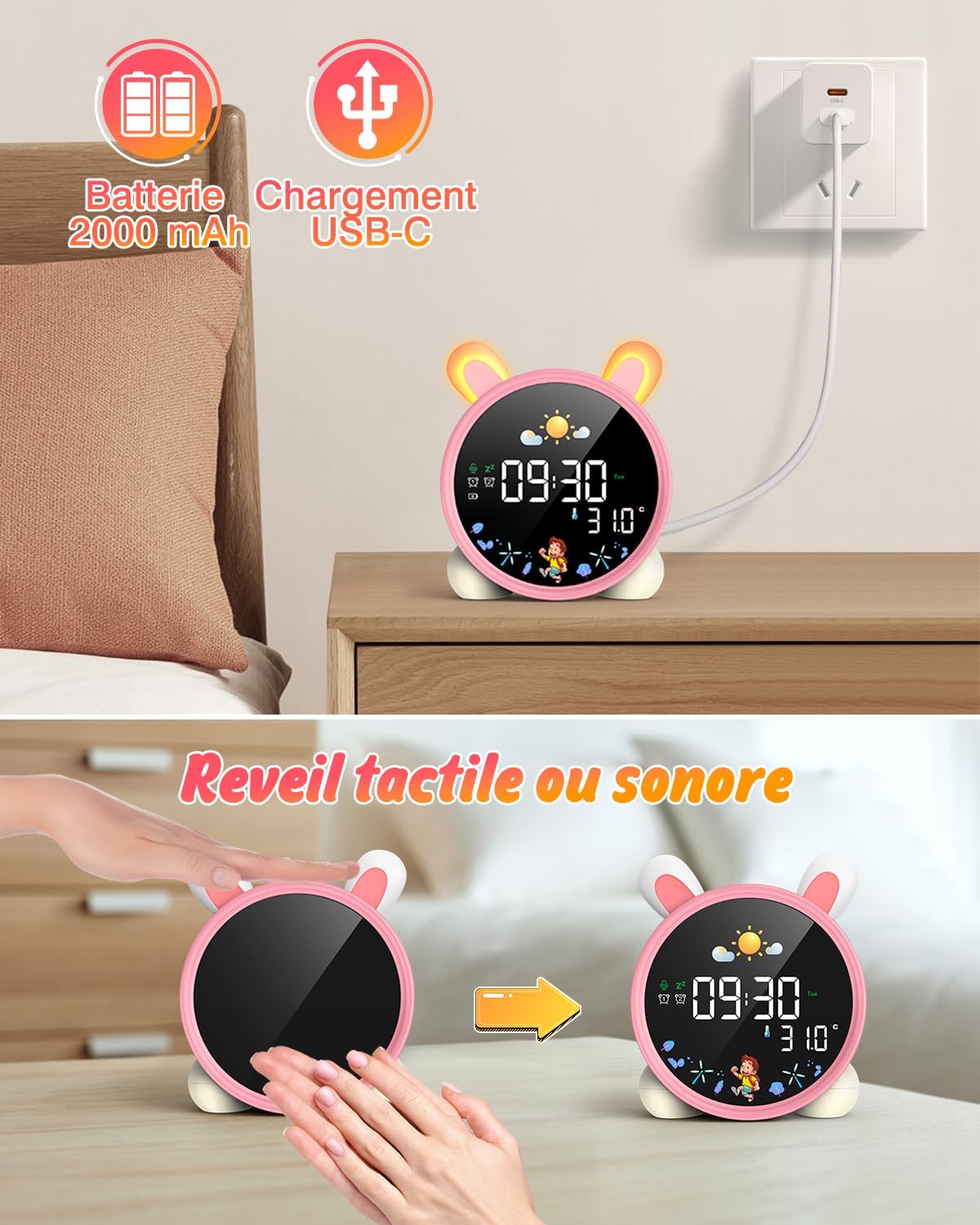 LEMNOI SG7 Alarm Clock showing countdown timer function