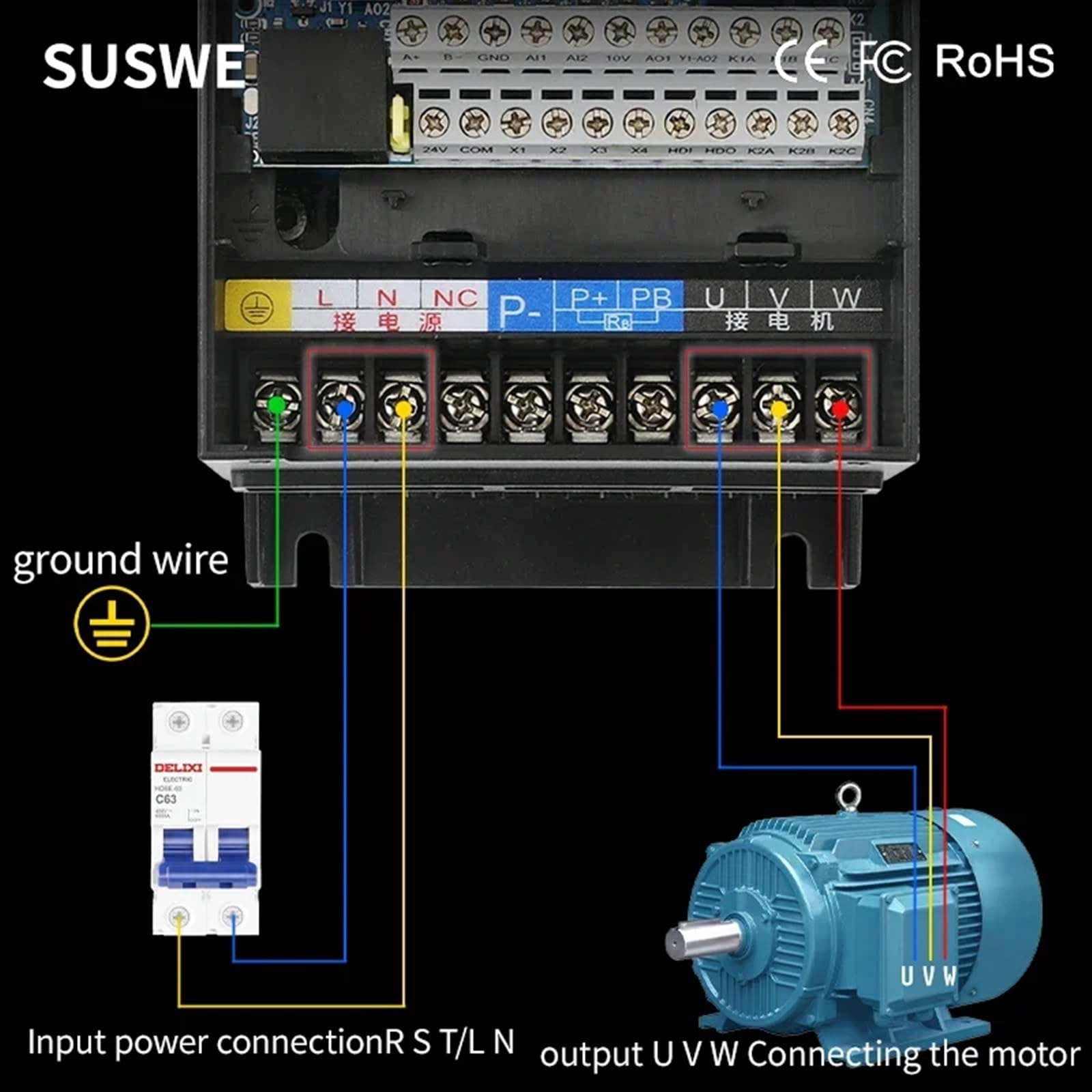Tipo SU900 VFD 7.5KW 11KW 15KW Inverter ad Alta Potenza for regolatore di velocità trifase azionamento a frequenza variabile(7.5KW 380V)