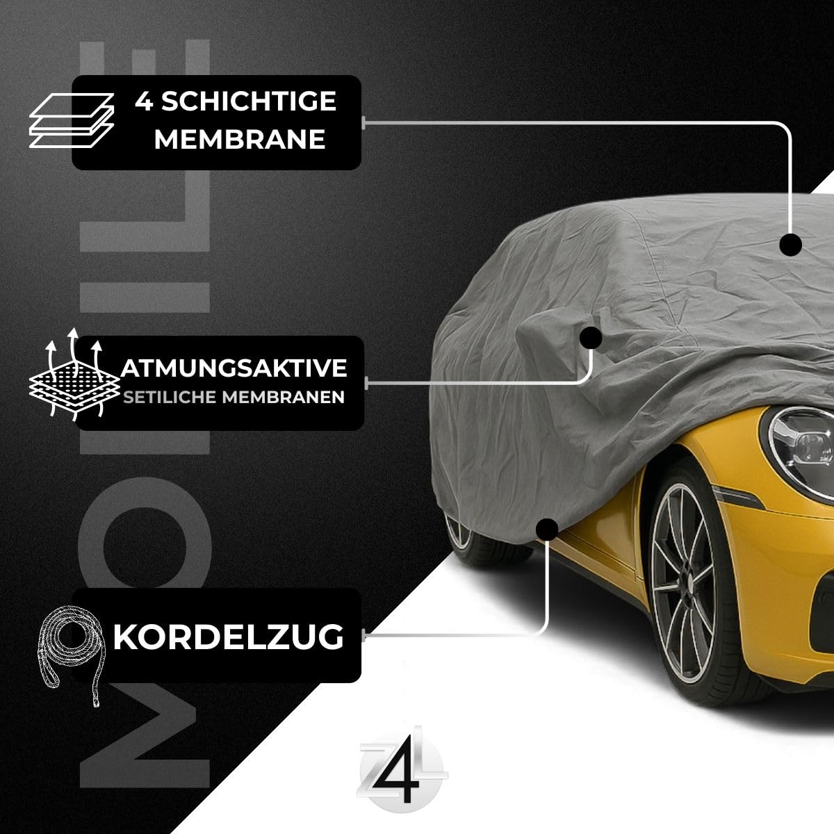 Z4L Premium Autoplane passend für Z4 E85 Bj. 2002- / 2009- / 2016- atmungsaktiv 4-Schicht Outdoor Schutz