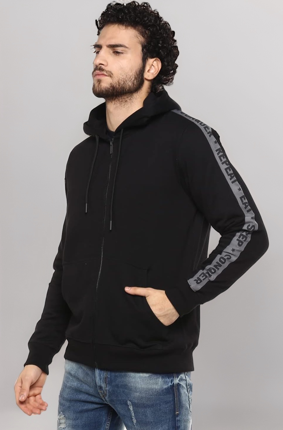 Alan Jones Clothing Men's Taped Cotton Hooded Sweatshirt