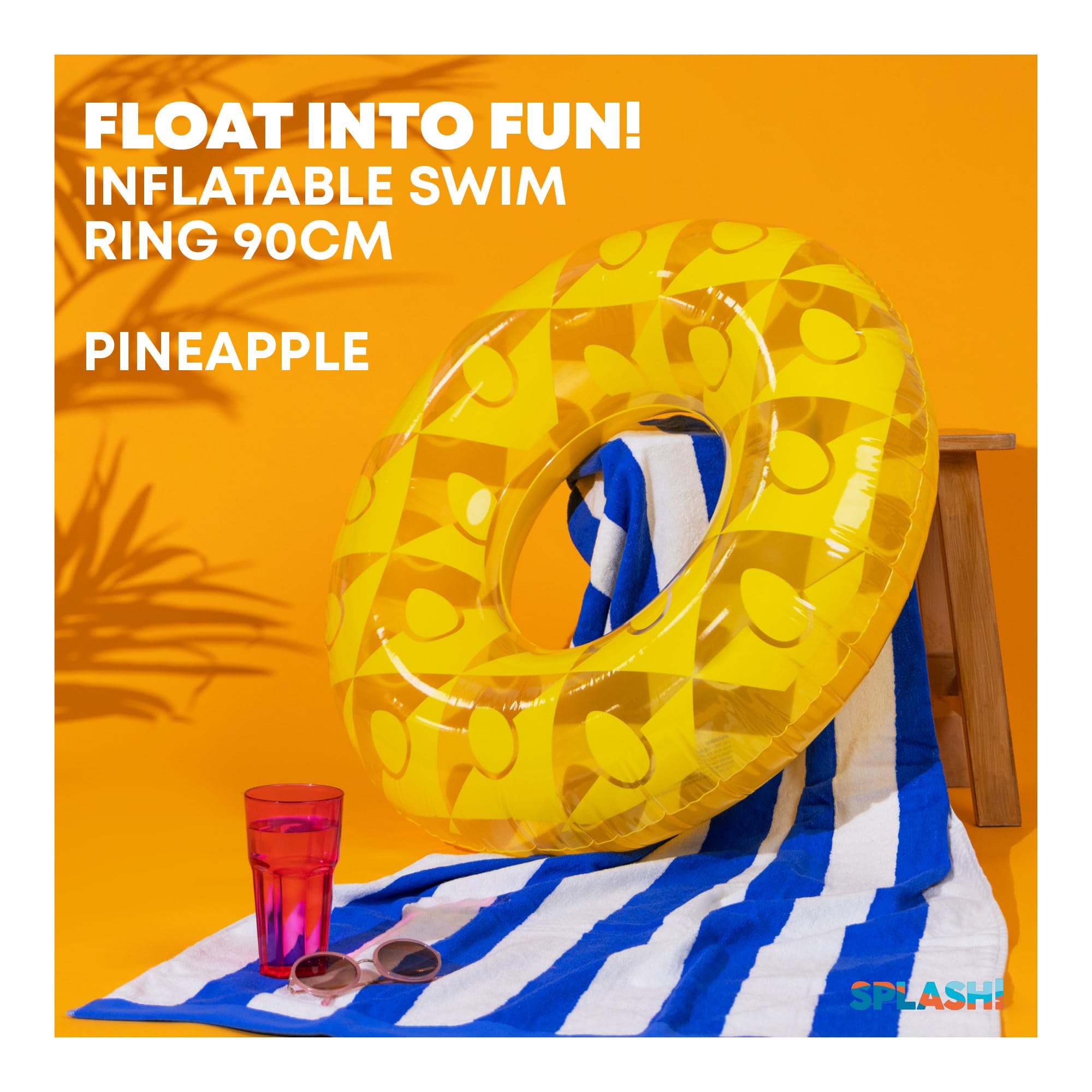 SPLASH! Inflatable Swimming Ring 90cm, Durable PVC Inflatable Ring Pool Float, Supports up to 80kg - Image 2